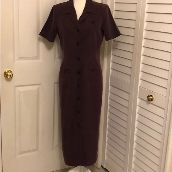 Eggplant SHERI MARTIN of New York Button Up Dress - Picture 1 of 4